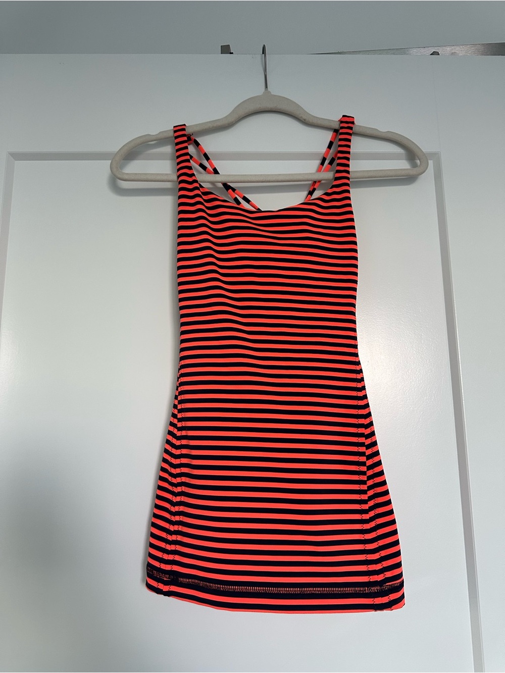 lululemon athletica Black & Coral Striped Sports Tank